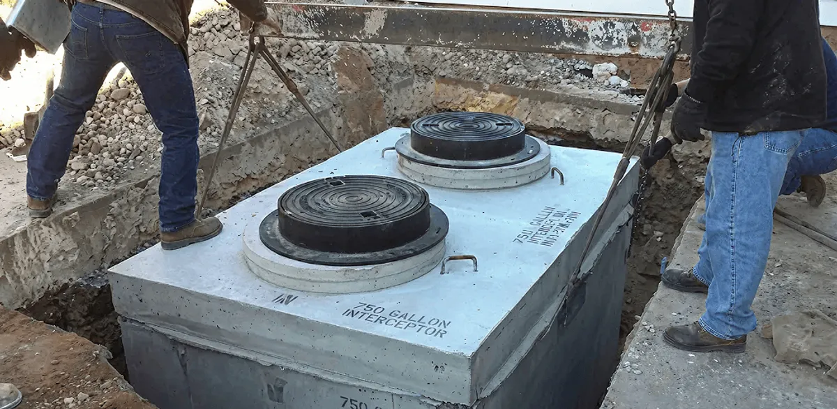Grease trap installation for a commercial property drainage system in Newark, NJ