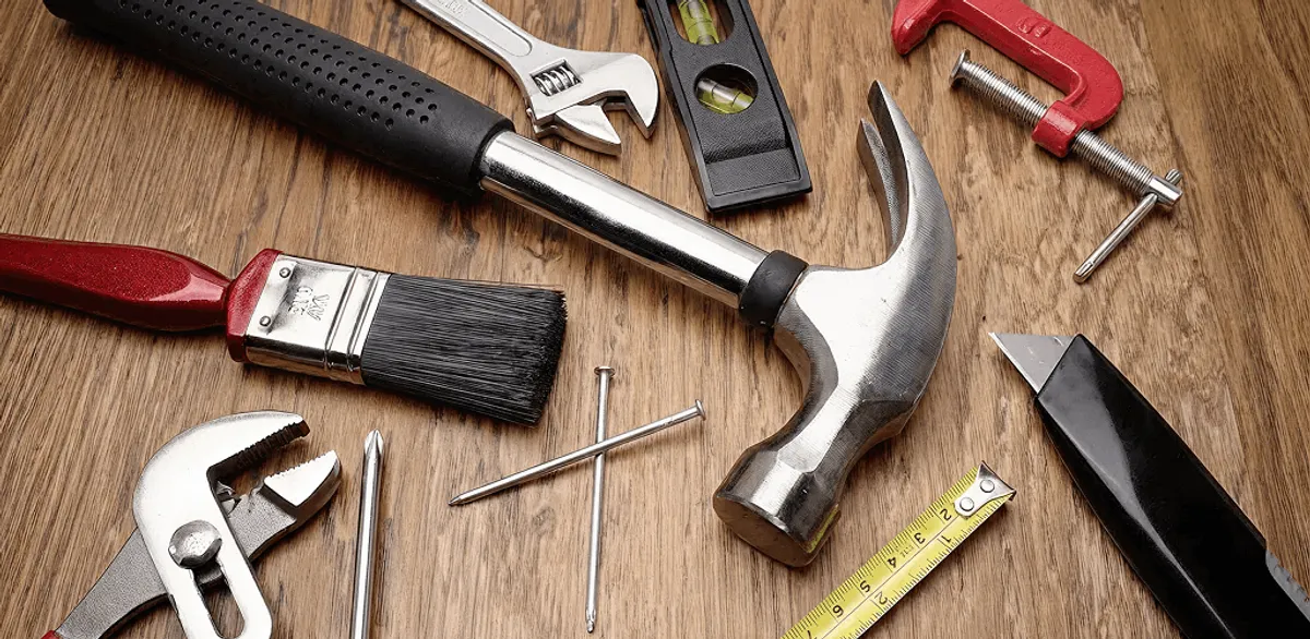Handyman tools laid out for home repair and maintenance work in Newark, NJ